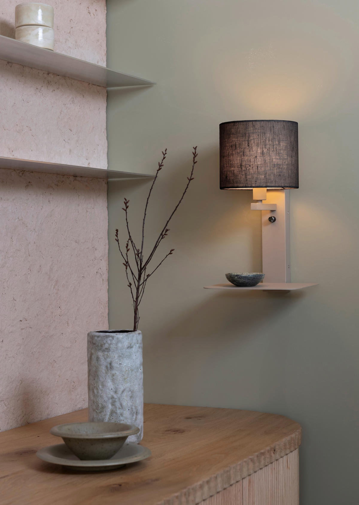 WANDLEUCHTE - Schwarz, Design, Textil (24/20/42cm) - It's about Romi