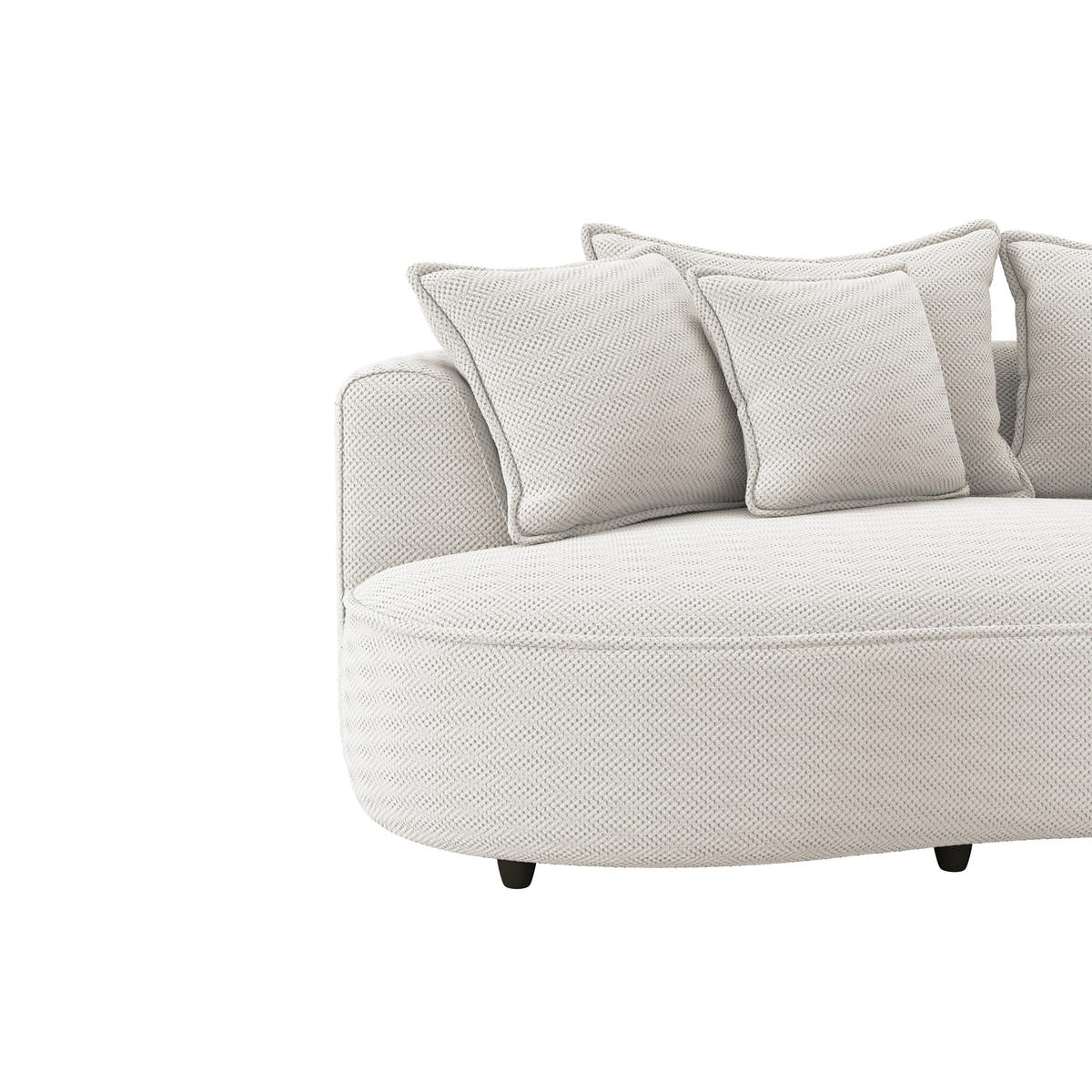 ECKSOFA LEVI Creme Velours, Struktur  - Creme/Schwarz, MODERN, Kunststoff/Textil (287/168cm) - Livetastic