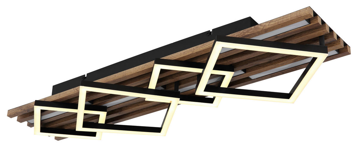 STROPNÍ LED SVÍTIDLO, 82/31/9.5 cm - bílá/tmavě hnědá, Natur, kov/kompozitní dřevo (82/31/9.5cm) - Globo