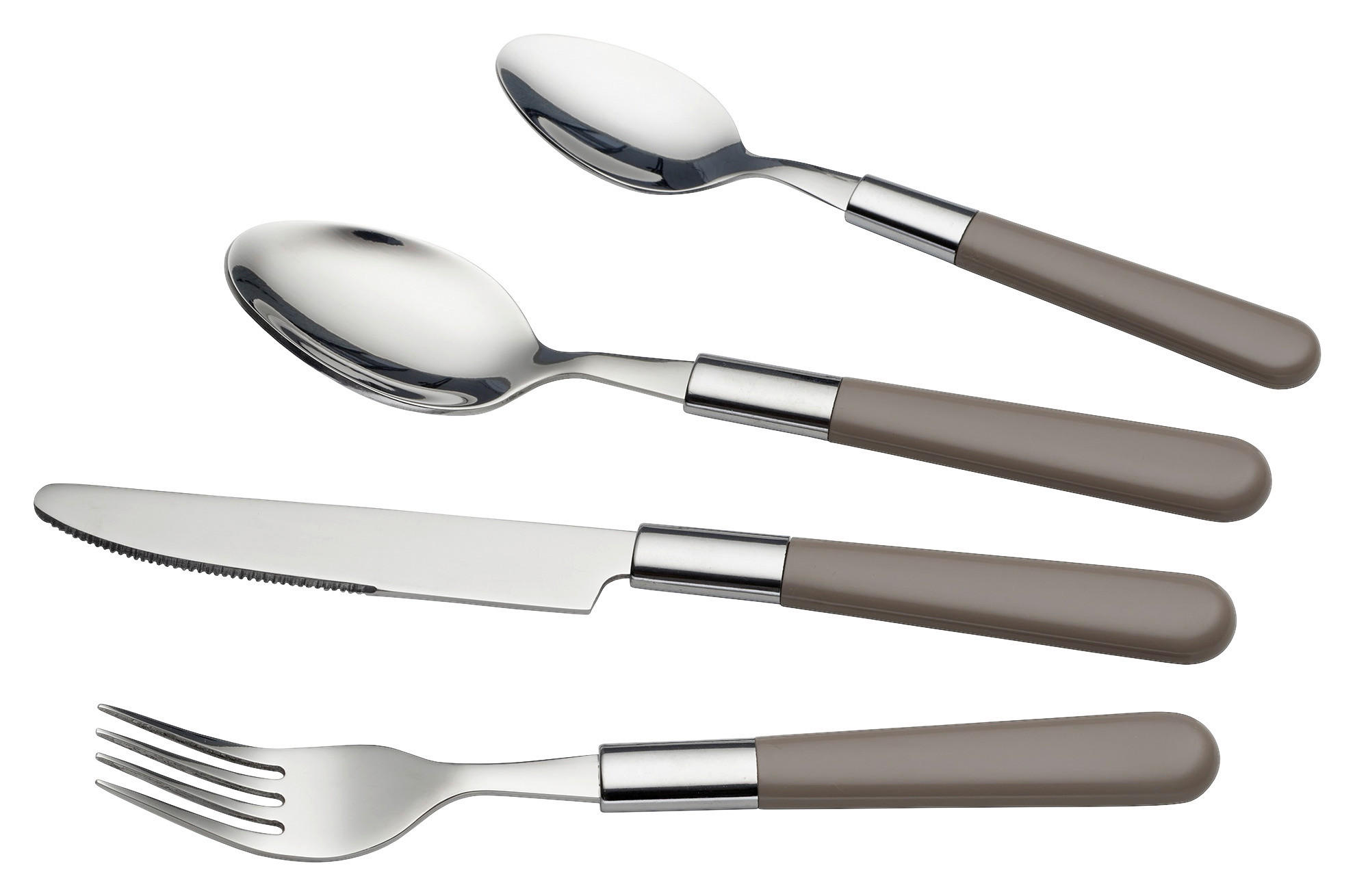 BESTECKSET Bistro 16-teilig Edelstahl  - Grau, Design, Kunststoff/Metall - Echtwerk