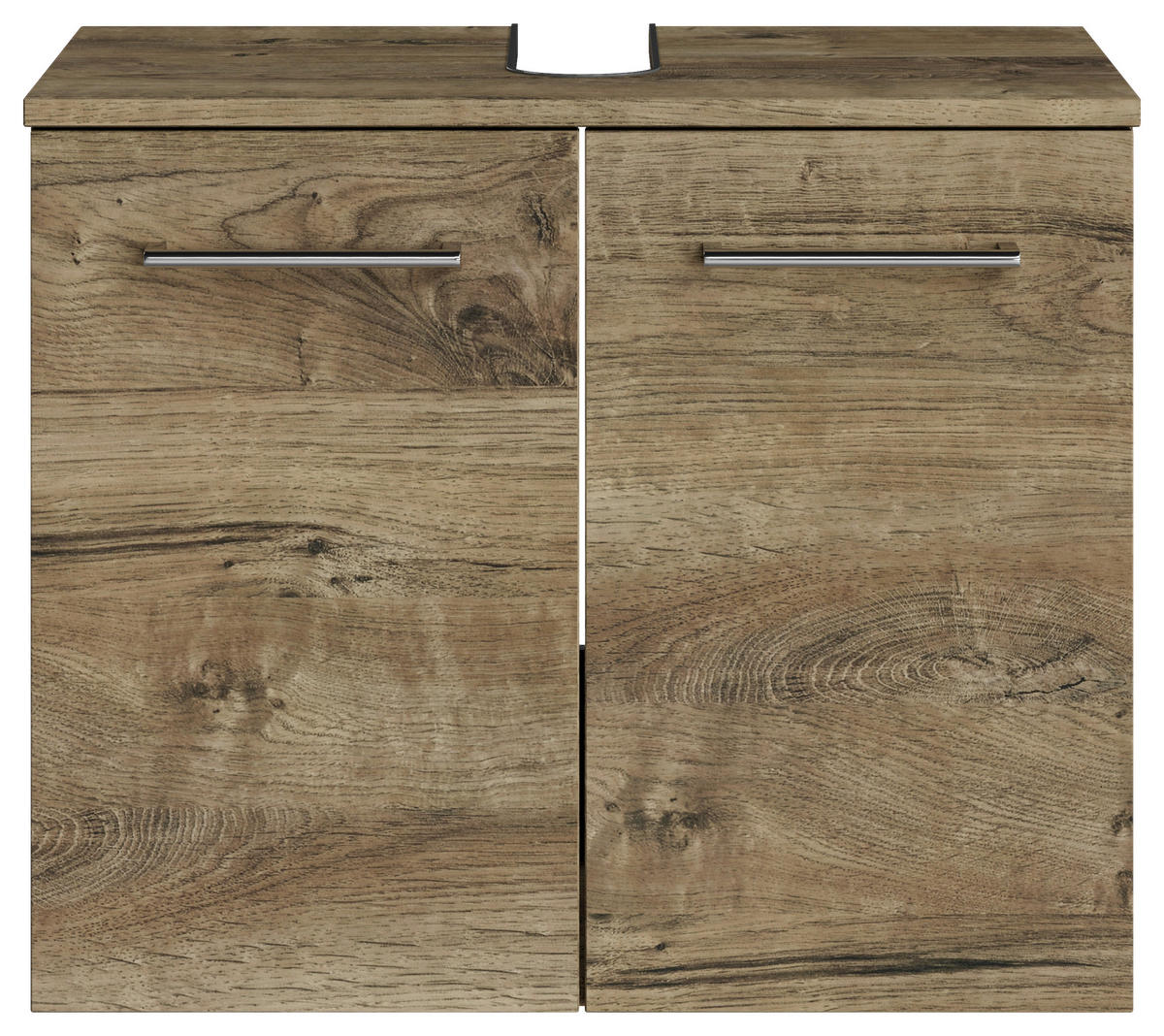 WASCHBECKENUNTERSCHRANK 60/49,8/38,3 cm  - Eiche dunkel/Chromfarben, KONVENTIONELL, Holzwerkstoff/Metall (60/49,8/38,3cm) - Sadena