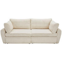 SCHLAFSOFA Cord, Plüsch Creme Stoffauswahl, Liegefunktion, Schlafen auf Sitzhöhe, Rücken echt  - Creme/Schwarz, Modern, Kunststoff/Textil (240/90/120cm) - Carryhome