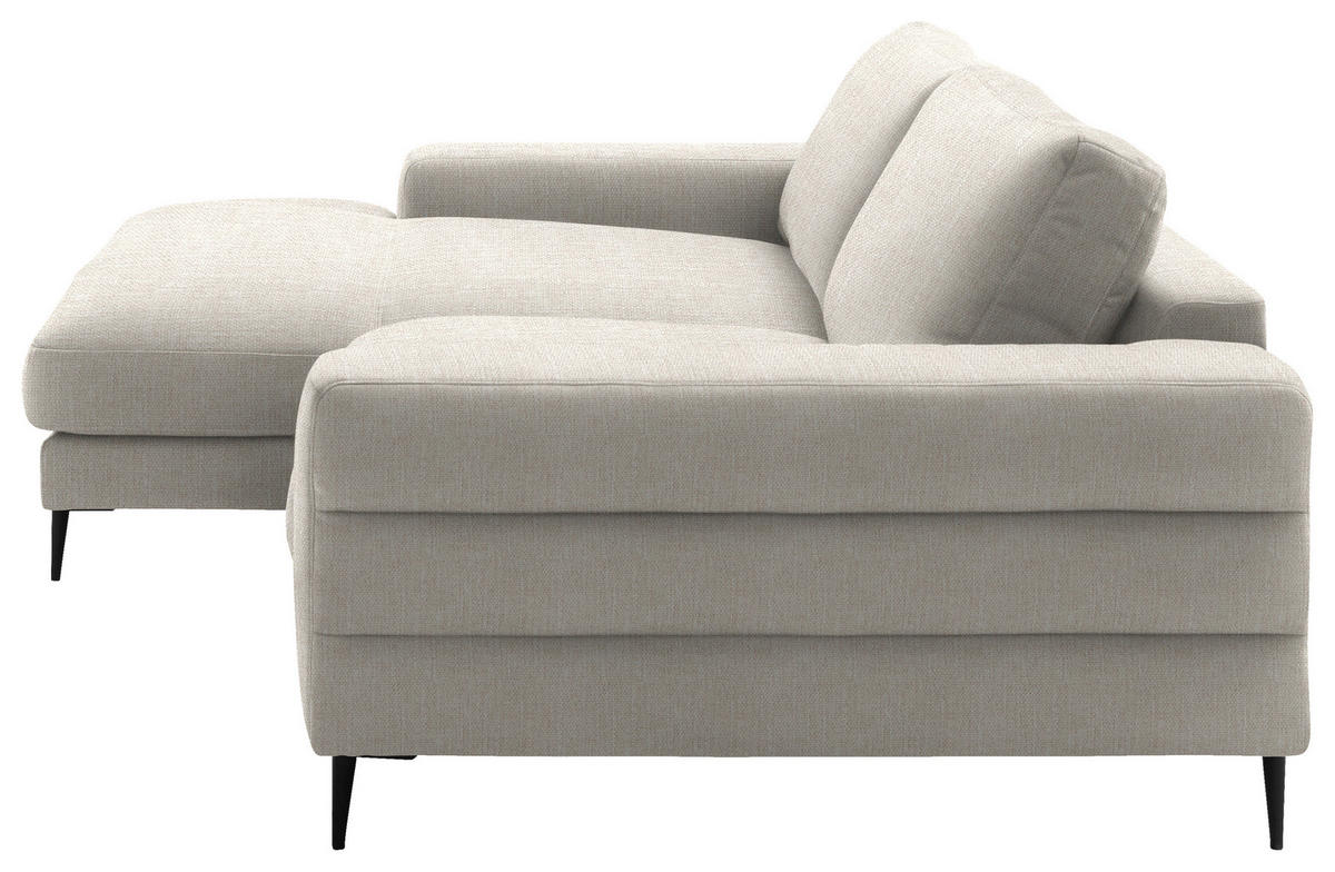 ECKSOFA in Flachgewebe Naturfarben  177/253 cm  - Schwarz/Naturfarben, Design, Textil/Metall (177/253cm) - Dieter Knoll