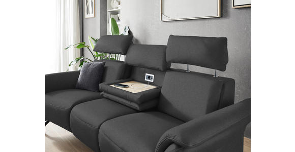 TRAPEZSOFA in Mikrofaser Dunkelgrau  - Dunkelgrau/Schwarz, KONVENTIONELL, Textil/Metall (221/103/95cm) - Dieter Knoll