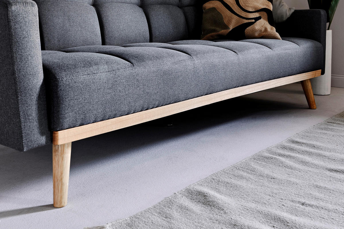 SCHLAFSOFA Webstoff Grau  - Eichefarben/Grau, MODERN, Holz/Textil (213/83/83cm) - Livetastic