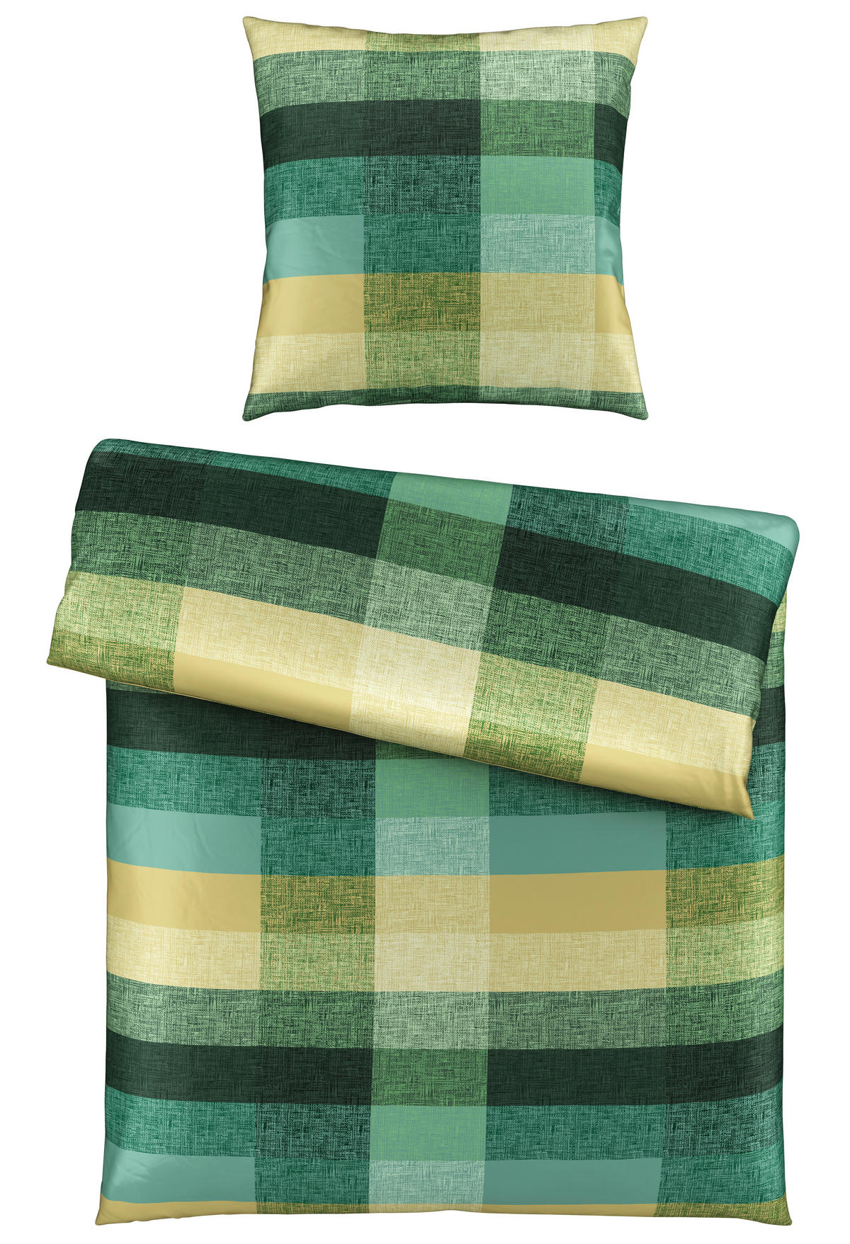 BETTWÄSCHE Kislo Satin 135/200 cm  - Beige/Grün, Textil (135/200cm) - Novel