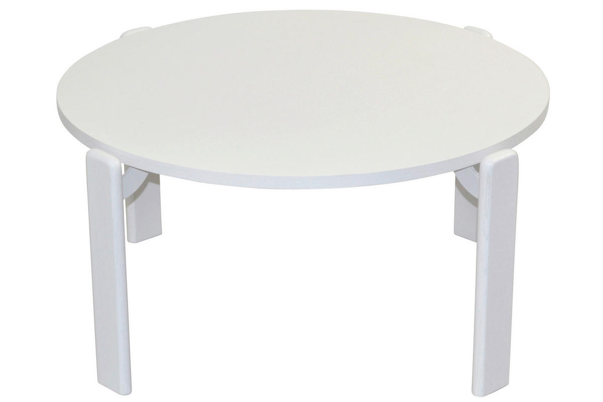 COUCHTISCH Eiche furniert 76/76/36 cm rund Weiß  - Weiß, Design, Holz/Holzwerkstoff (76/76/36cm) - MID.YOU
