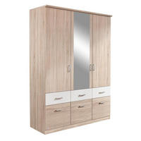RUHÁSSZEKRÉNY fehér, Sonoma tölgy  - Sonoma tölgy/alumínium színű, Basics, műanyag/faalapú anyag (136/199/56cm) - Boxxx