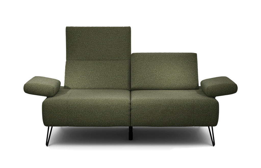2-SITZER-SOFA Chenille Waldgrün  - Waldgrün/Schwarz, Design, Textil/Metall (164-194/85/86-94cm) - SENSOO