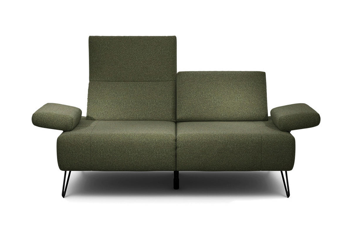 2-SITZER-SOFA in Chenille Waldgrün  - Waldgrün/Schwarz, Design, Textil/Metall (164-194/85/86-94cm) - SENSOO