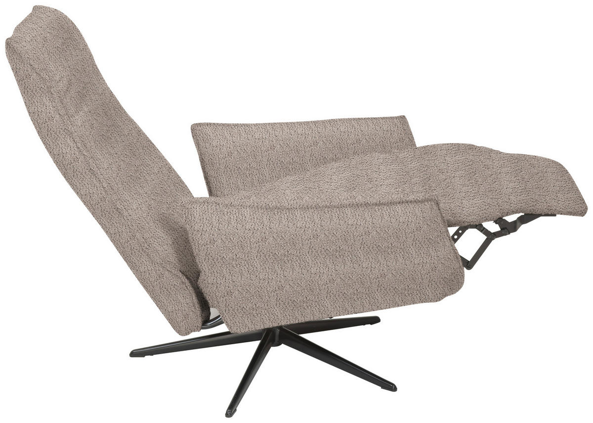 RELAXSESSEL Teddystoff Relaxfunktion    - Hellbraun/Schwarz, Design, Textil/Metall (76/103/86cm) - Welnova