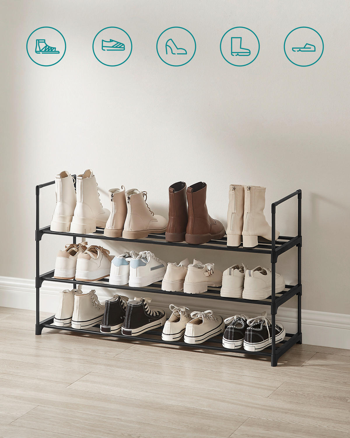 REGÁL NA TOPÁNKY, čierna, 92/55/30 cm - čierna, Trend, kov/plast (92/55/30cm) - Boxxx