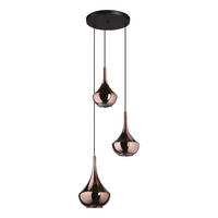 HÄNGELEUCHTE ALMOSTER 55/150 cm   - Schwarz/Bronzefarben, Design, Glas/Metall (55/150cm) - Eglo