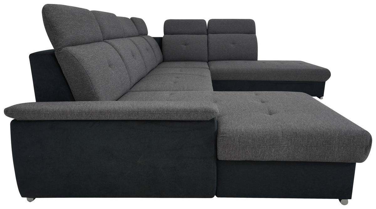 SEDACÍ SOUPRAVA, textil, černá, tmavě šedá - barvy stříbra/černá, Design, textil/plast (187/365/263cm) - Cantus