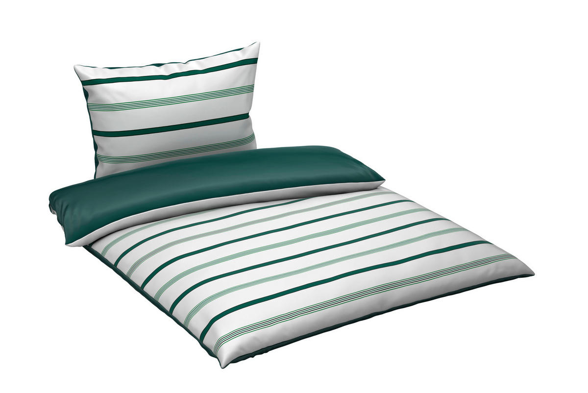 WENDEBETTWÄSCHE Satin 140/200 cm  - Grün, KONVENTIONELL, Textil (140/200cm) - Novel