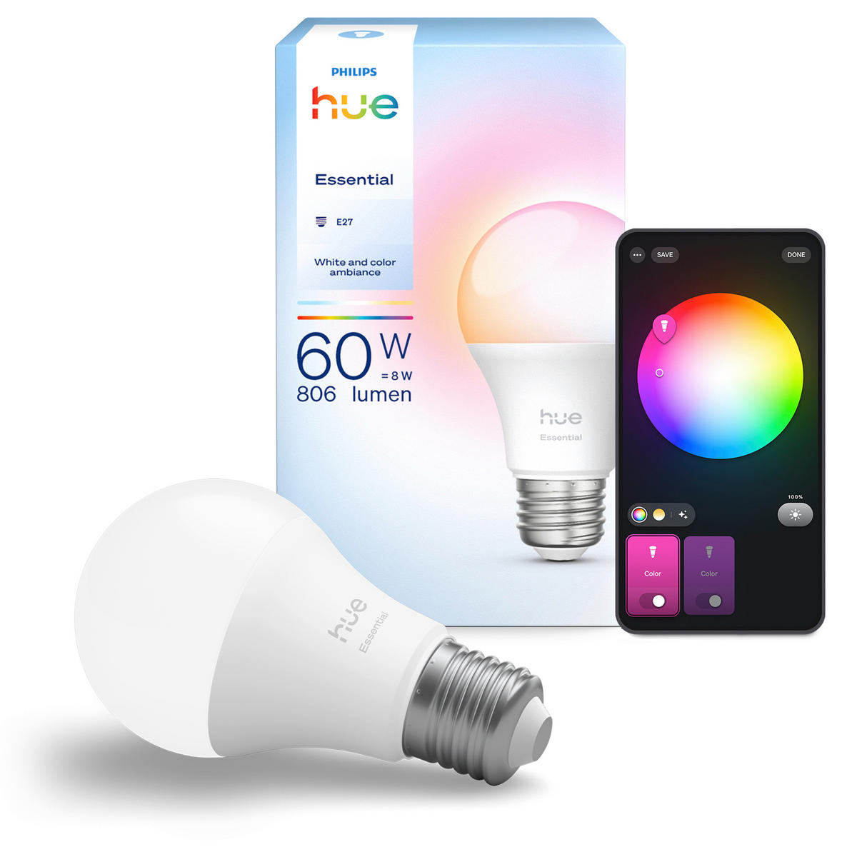 LED-LEUCHTMITTEL   E27 8 W 806 lm  - Weiß, KONVENTIONELL, Kunststoff (6/11,1/6cm) - Philips HUE