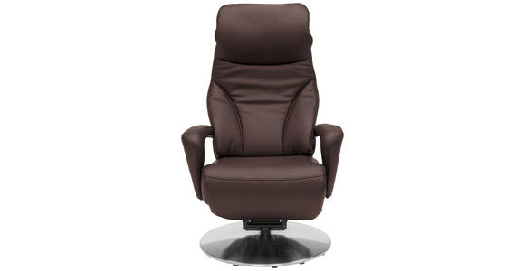 RELAXSESSEL in Leder Dunkelbraun  - Edelstahlfarben/Dunkelbraun, Design, Leder/Metall (75/117/88cm) - Dieter Knoll