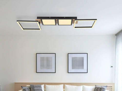 LED-DECKENLEUCHTE 36 W    100/27/11 cm  - Dunkelbraun/Opal, Design, Holzwerkstoff/Kunststoff (100/27/11cm) - Globo
