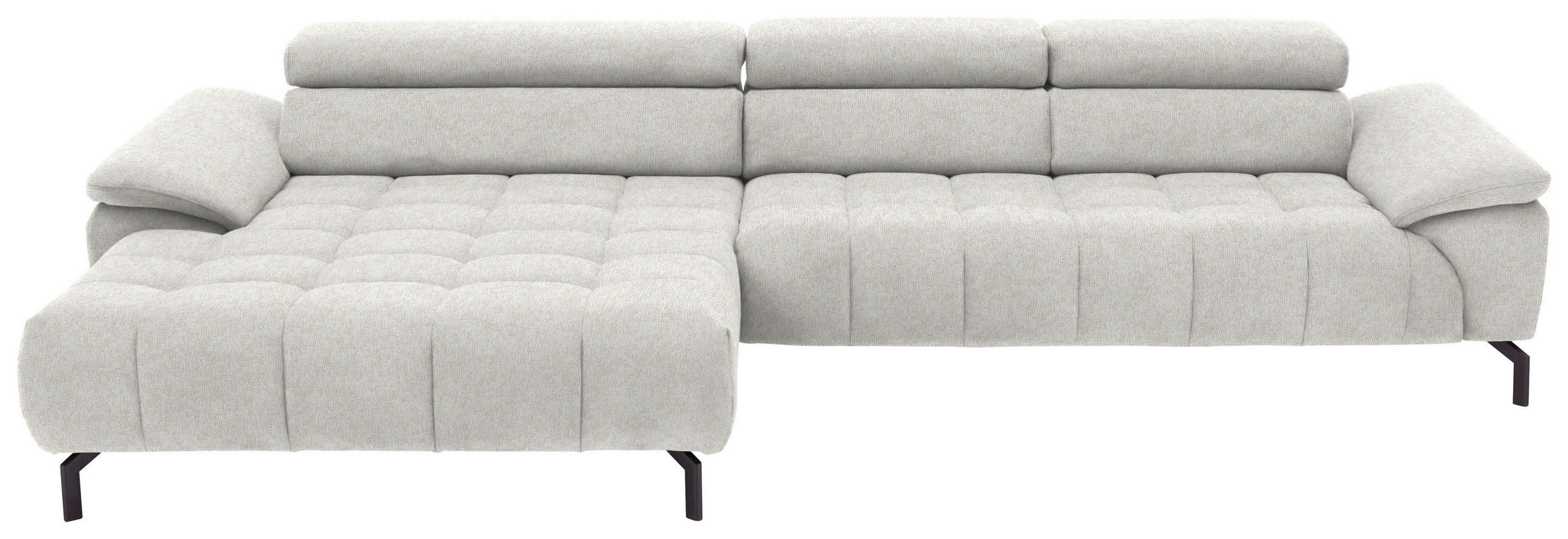 ECKSOFA in Chenille Beige  - Beige/Schwarz, Design, Textil/Metall (190/329cm) - Beldomo Style