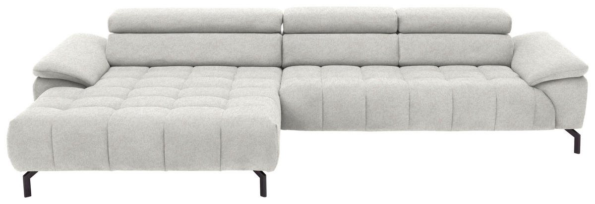 ECKSOFA in Chenille Beige  - Beige/Schwarz, Design, Textil/Metall (190/329cm) - Beldomo Style