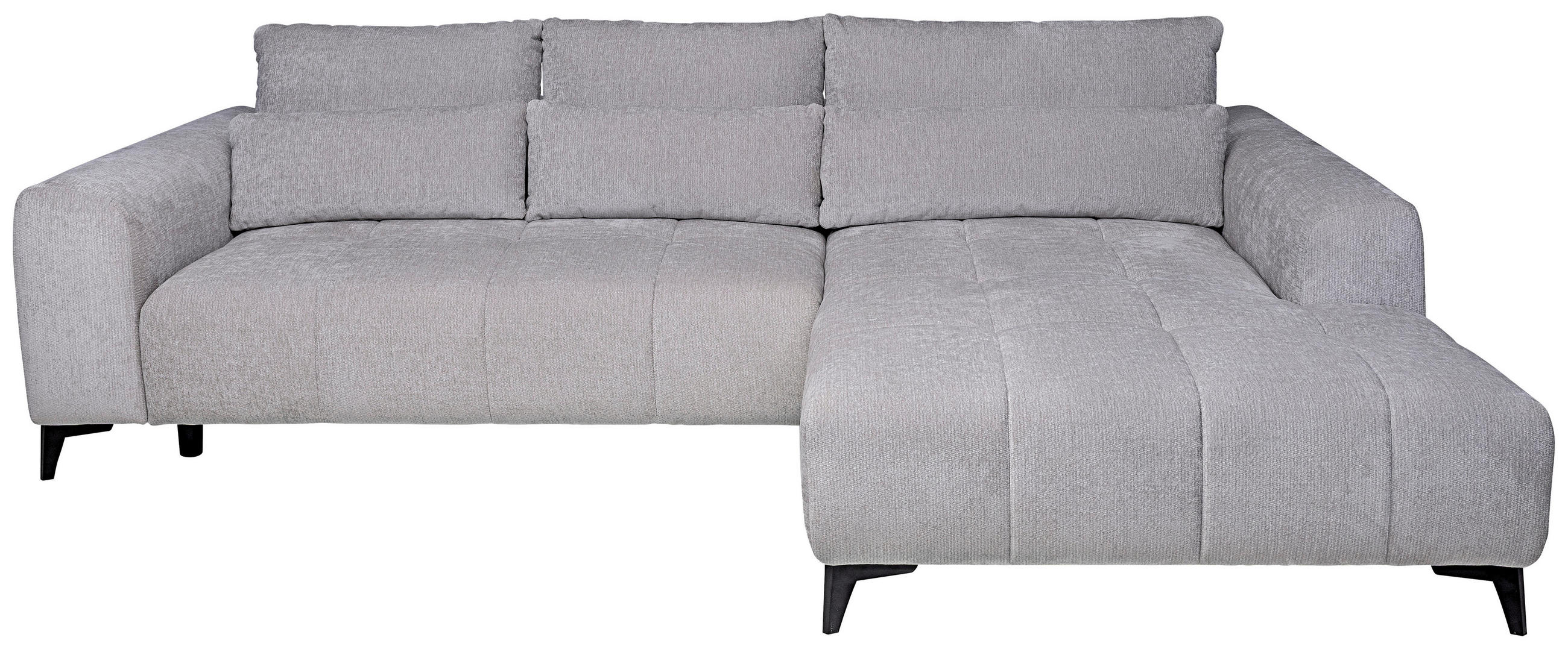 ECKSOFA 279/222 cm  in Chenille Silberfarben Rückenkissen, Nierenkissen, Rücken echt, Sitzvorzug  279/222 cm  - Silberfarben/Schwarz, KONVENTIONELL, Kunststoff/Textil (279/222cm) - Hom`in