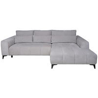 ECKSOFA 279/222 cm  in Chenille Silberfarben Rückenkissen, Nierenkissen, Rücken echt, Sitzvorzug  279/222 cm  - Silberfarben/Schwarz, KONVENTIONELL, Kunststoff/Textil (279/222cm) - Hom`in