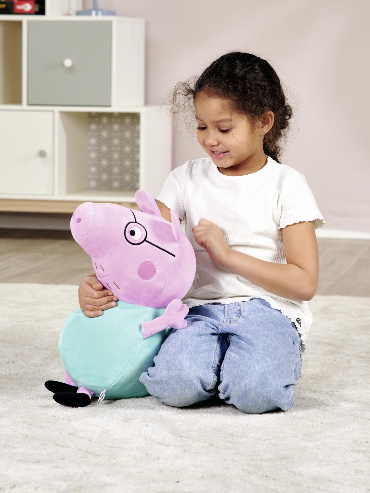 PLÜSCHTIER Peppa Pig Papa Wutz  - Blau/Pink, Basics, Kunststoff/Textil (23/23/37cm) - Simba