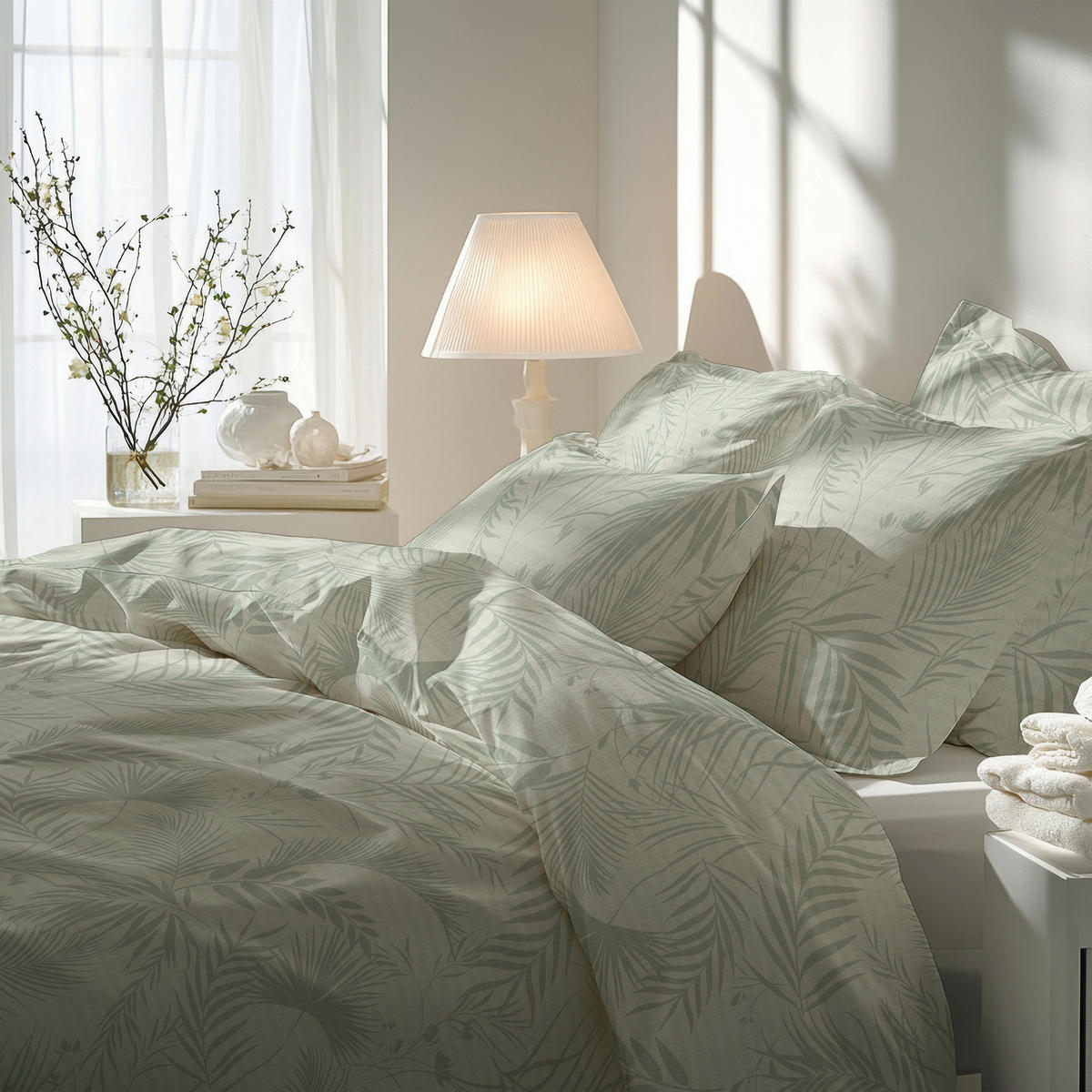 BETTWÄSCHE Seersucker 100/135 cm  - Salbeigrün, Design, Textil (100/135cm) - Florella