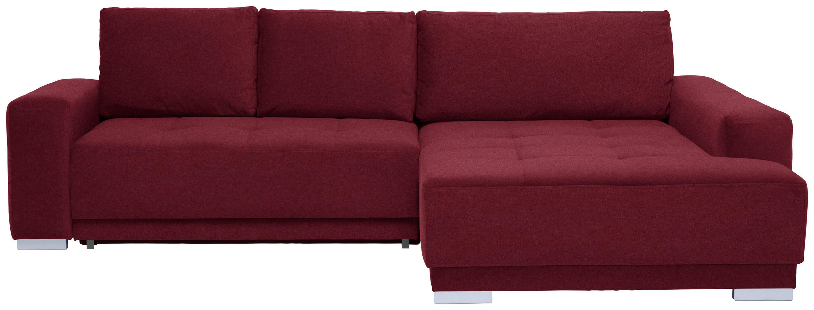 ECKSOFA in Flachgewebe Rot  293/195 cm  - Silberfarben/Rot, Design, Holz/Textil (293/195cm) - Cantus