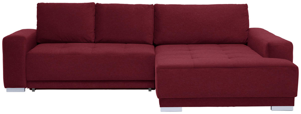 ECKSOFA in Flachgewebe Rot  - Silberfarben/Rot, Design, Holz/Textil (293/195cm) - Cantus