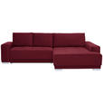 ECKSOFA in Flachgewebe Rot  293/195 cm  - Silberfarben/Rot, Design, Holz/Textil (293/195cm) - Cantus