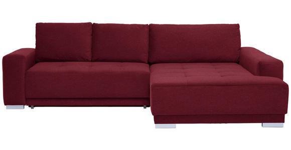 ECKSOFA in Flachgewebe Rot  293/195 cm  - Silberfarben/Rot, Design, Holz/Textil (293/195cm) - Cantus