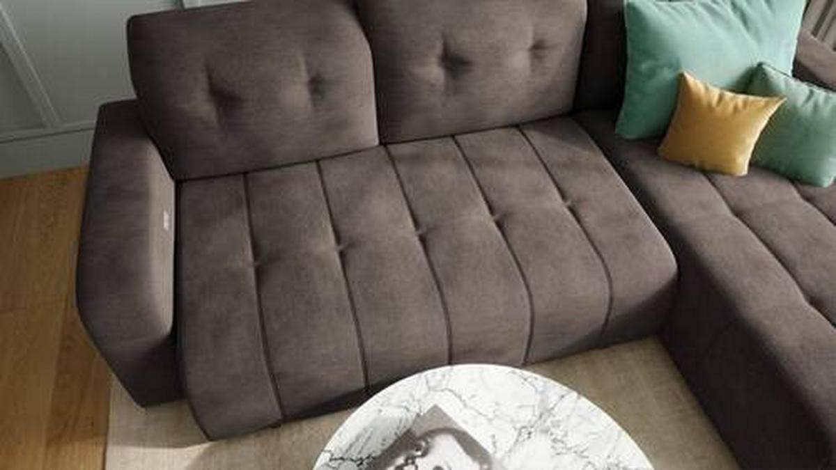 ECKSOFA Dunkelbraun Mikrofaser  - Dunkelbraun/Schwarz, MODERN, Textil/Metall (185/292cm) - Livetastic
