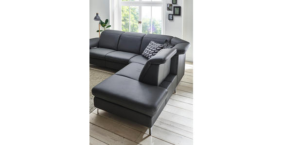 WOHNLANDSCHAFT in Leder Anthrazit - Chromfarben/Anthrazit, KONVENTIONELL, Leder/Metall (289/242cm) - Cantus