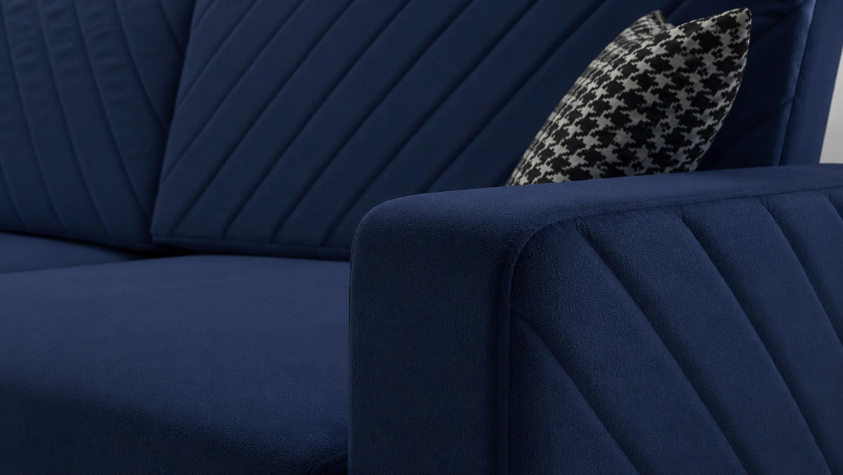 SCHLAFSOFA Dunkelblau  - Schwarz/Dunkelblau, Design, Holz/Kunststoff (230/96/97cm) - MID.YOU