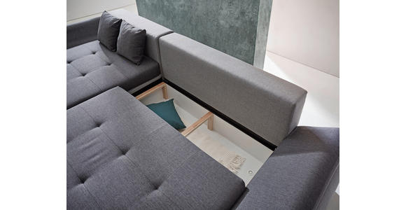 ECKSOFA in Webstoff Hellgrau, Dunkelgrau  - Chromfarben/Dunkelgrau, Design, Kunststoff/Textil (302/187cm) - Carryhome