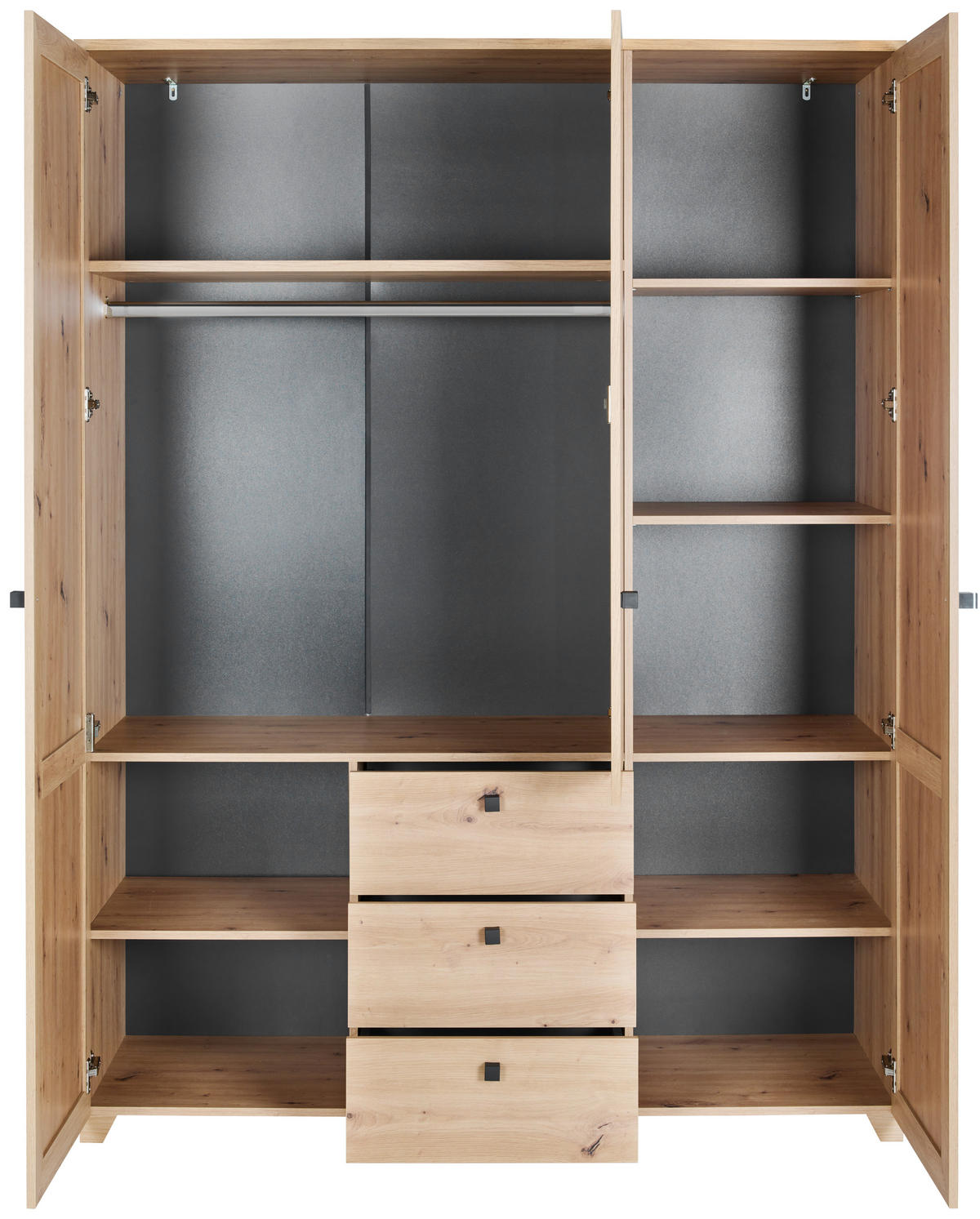 BABYKLEIDERSCHRANK Clair  - Anthrazit/Eiche Artisan, Basics, Holzwerkstoff/Metall (148/198/51cm) - Jimmylee