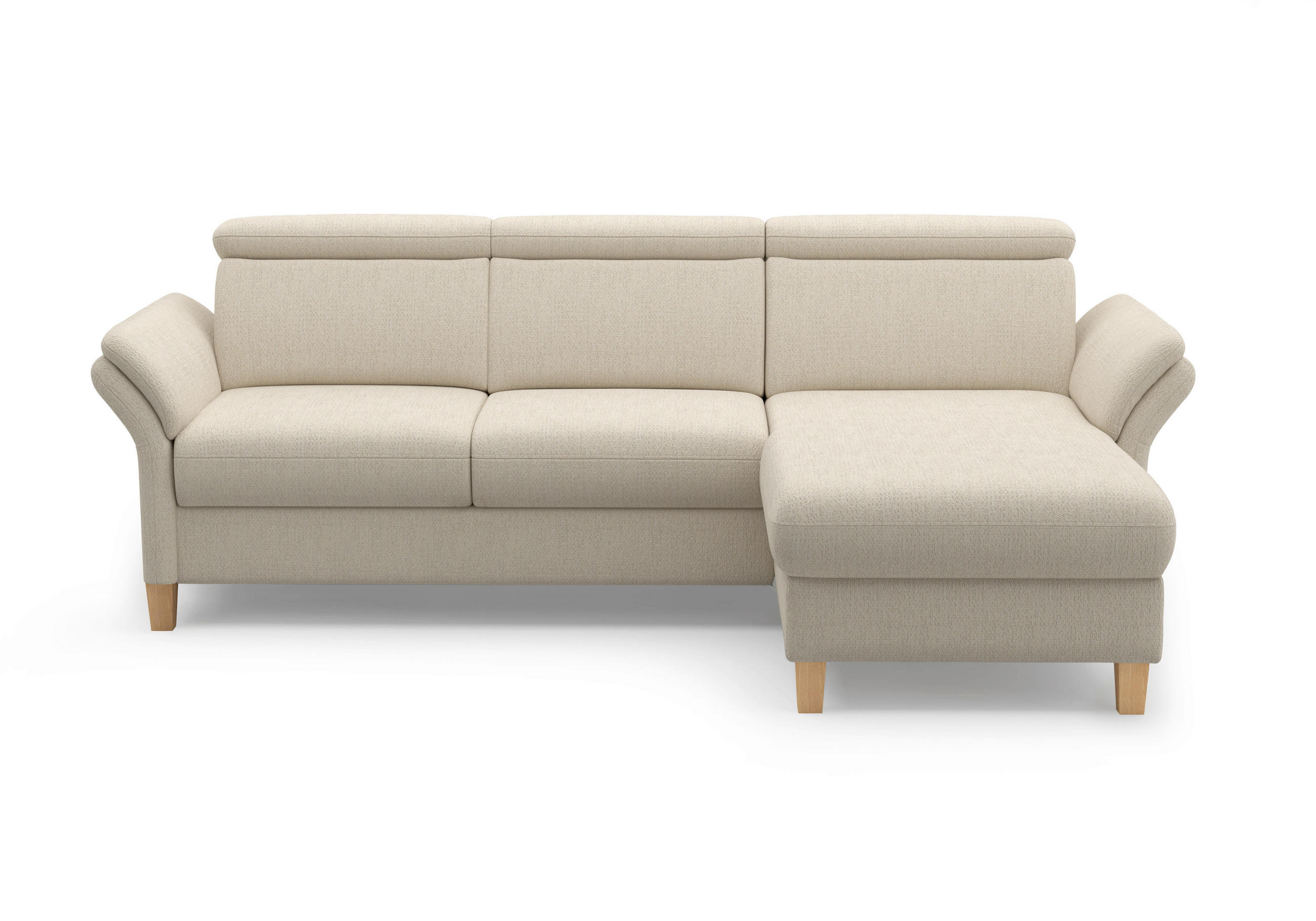 ECKSOFA GLENDALE E Sandfarben Chenille  - Sandfarben/Eichefarben, KONVENTIONELL, Holz/Textil (253/166cm) - Sit & More