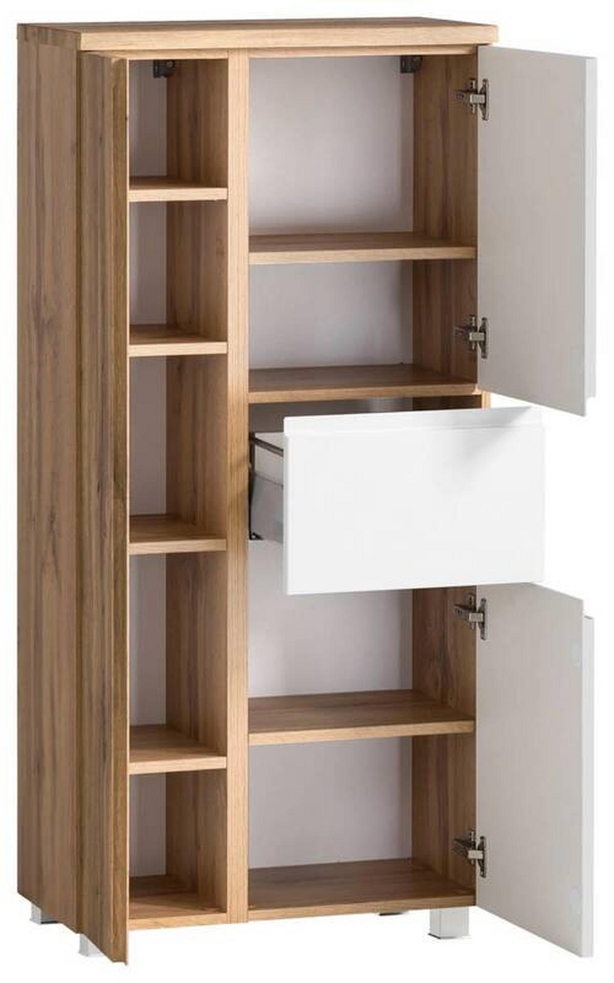 MIDISCHRANK 65/130/35 cm  - Weiss/Eiche Wotan, Modern, Holzwerkstoff/Kunststoff (65/130/35cm) - Held