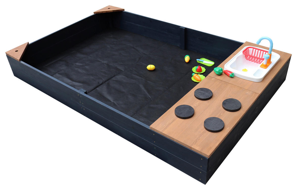 SANDKASTEN  - Anthrazit/Braun, Konventionell, Holz (115/21,8/180cm)