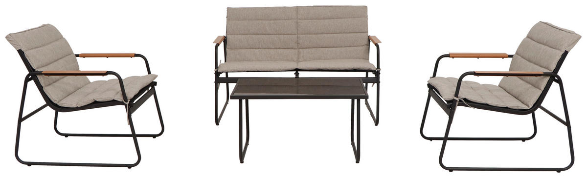 GARTENSET beschichtet Stahl  - Anthrazit/Grau, MODERN, Glas/Kunststoff (115/75,5/74cm) - Ambia Garden