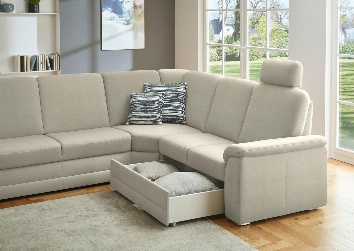 WOHNLANDSCHAFT  in Chenille Silberfarben  - Silberfarben/Alufarben, KONVENTIONELL, Holz/Textil (160/329/235cm) - Beldomo Comfort