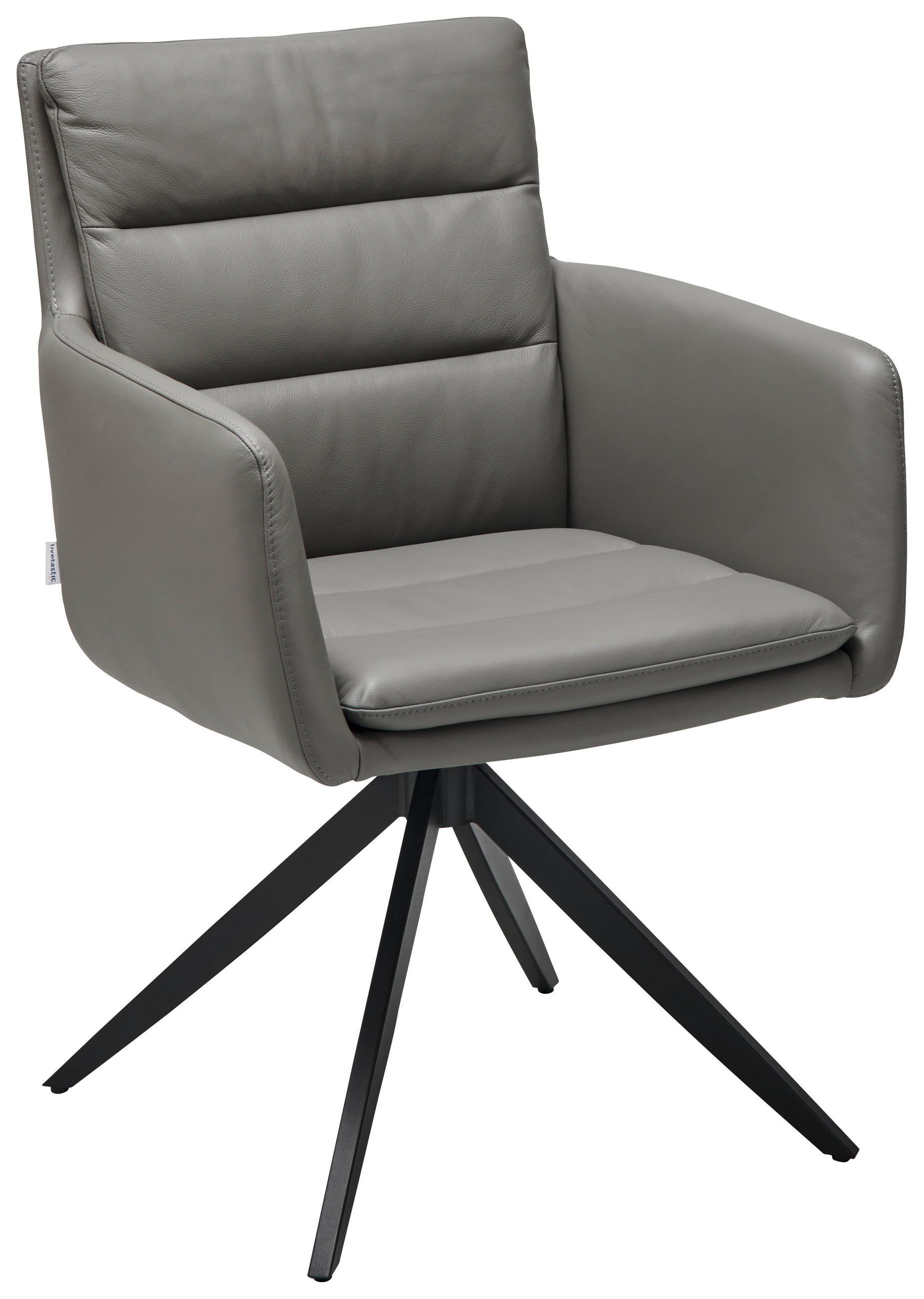Livetastic Armlehnstuhl Echtleder Dunkelgrau 60x88x62.5 cm