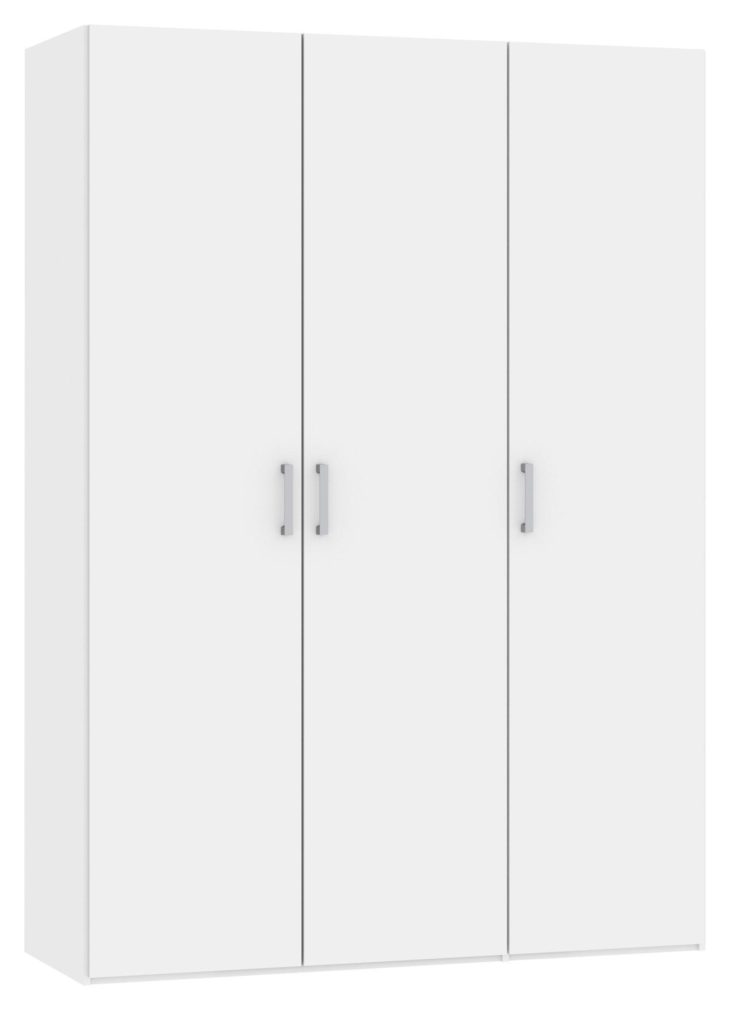 DREHTÜRENSCHRANK 152/195/59 cm,  in Weiß, 3-türig  - Chromfarben/Weiß, Design, Holzwerkstoff (152/195/59cm) - Boxxx