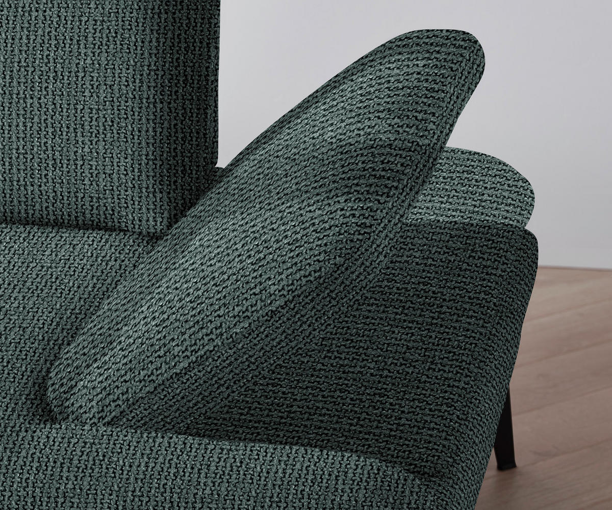 ECKSOFA in Webstoff Grau, Grün  - Schwarz/Grau, Design, Textil/Metall (180/289cm) - Stylife