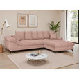 ECKSOFA Rosa Cord Rückenkissen, Armlehnenkissen, Rücken echt  - Schwarz/Rosa, KONVENTIONELL, Textil/Metall (332/231cm) - Carryhome