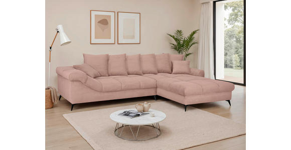 ECKSOFA Rosa Cord Rückenkissen, Armlehnenkissen, Rücken echt  - Schwarz/Rosa, KONVENTIONELL, Textil/Metall (332/231cm) - Carryhome