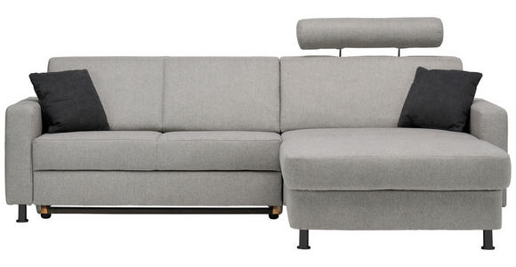 ECKSOFA in Webstoff Platinfarben  257/165 cm  - Platinfarben/Schwarz, Design, Kunststoff/Textil (257/165cm) - Xora