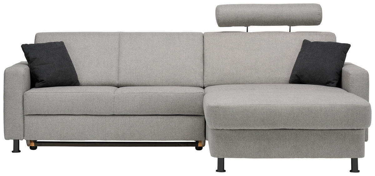 ECKSOFA in Webstoff Platinfarben  - Platinfarben/Schwarz, Design, Kunststoff/Textil (257/165cm) - Xora