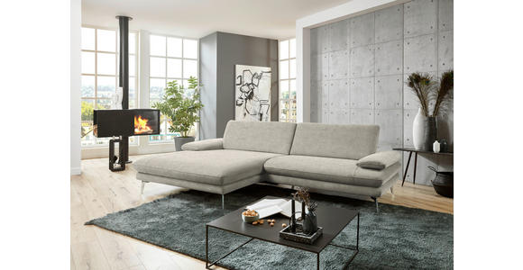 ECKSOFA in Velours Platinfarben 184/284 cm - Platinfarben/Schwarz, Design, Textil/Metall (184/284cm) - Dieter Knoll